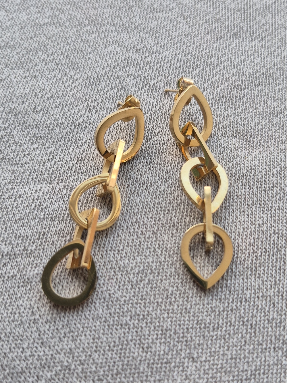 Gold Drop Link Dangle Earrings - Women Jewelry